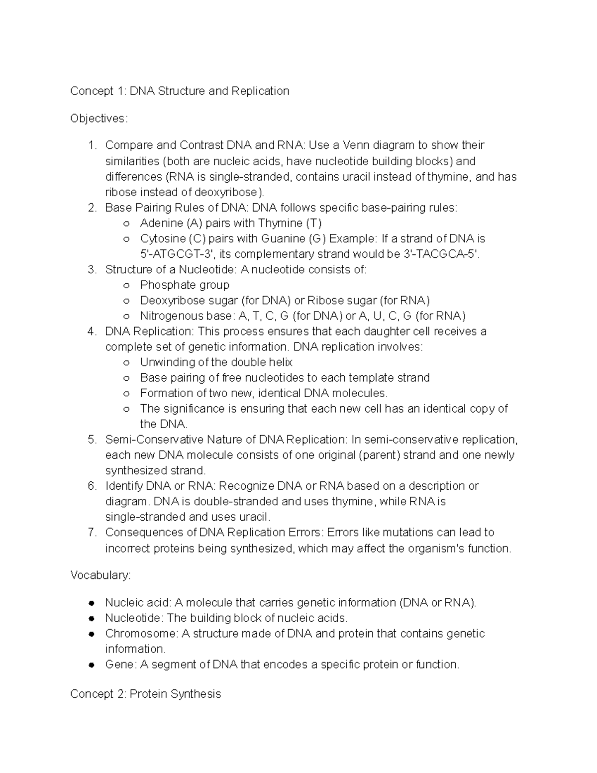 Geometry homework: DNA structure, replication, and protein synthesis ...