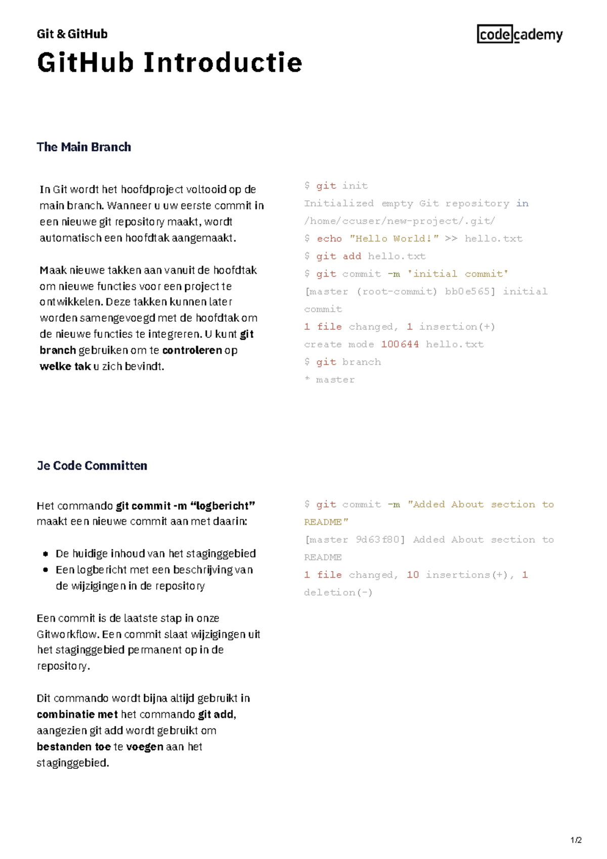 GitHub Introductie: Hoofdtak en Commits in Git - Studeersnel