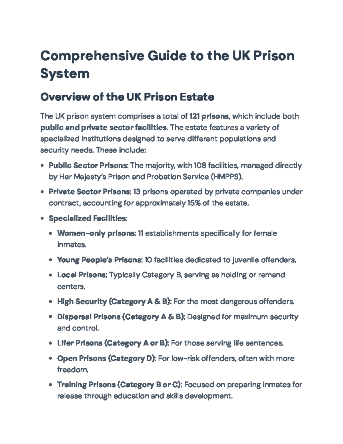 Comprehensive Overview of the UK Prison System: Key Challenges and ...
