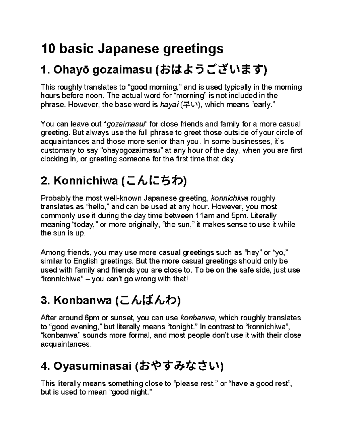 10 Essential Japanese Greetings to Know for Everyday Use - Studocu