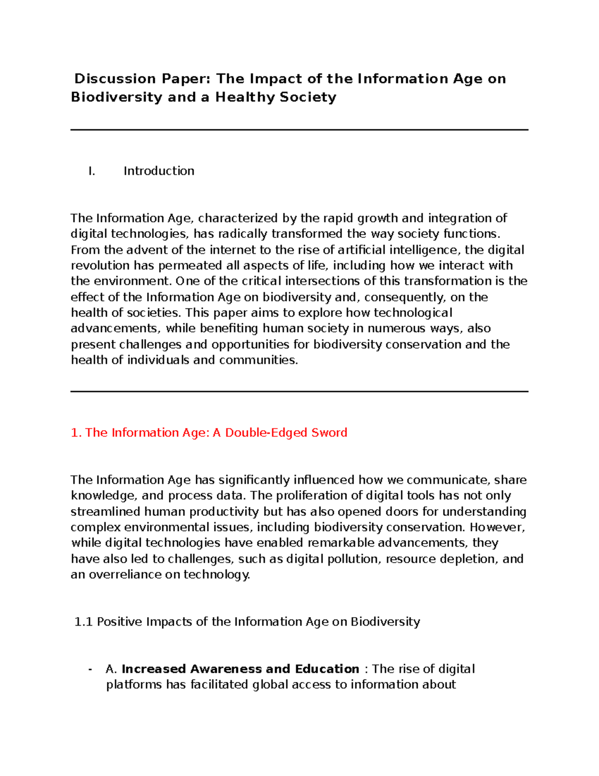 STS Group 5 - Exploring the Info Age's Impact on Biodiversity & Health ...