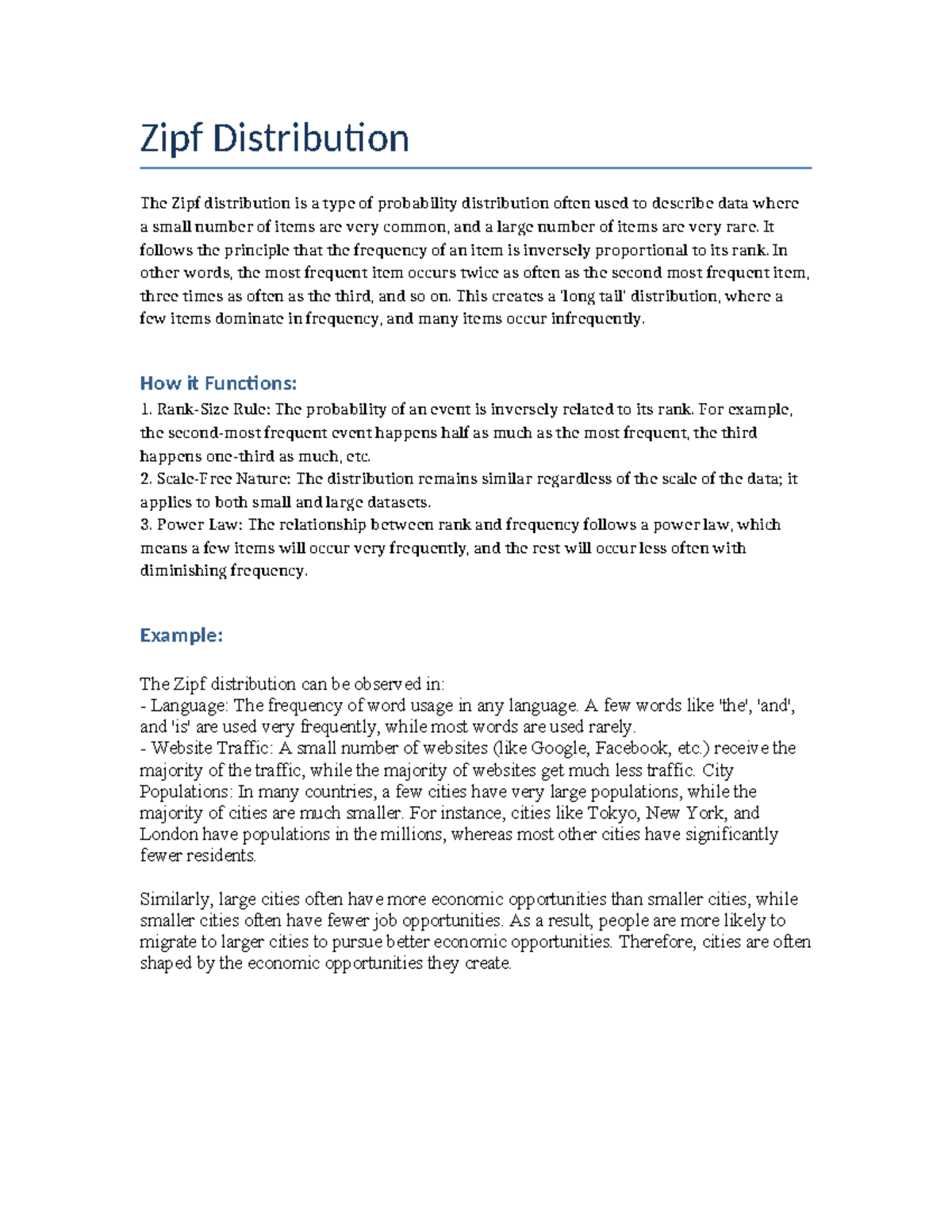 Zipf Distribution Discussion Unit 8 - Zipf Distribution The Zipf ...