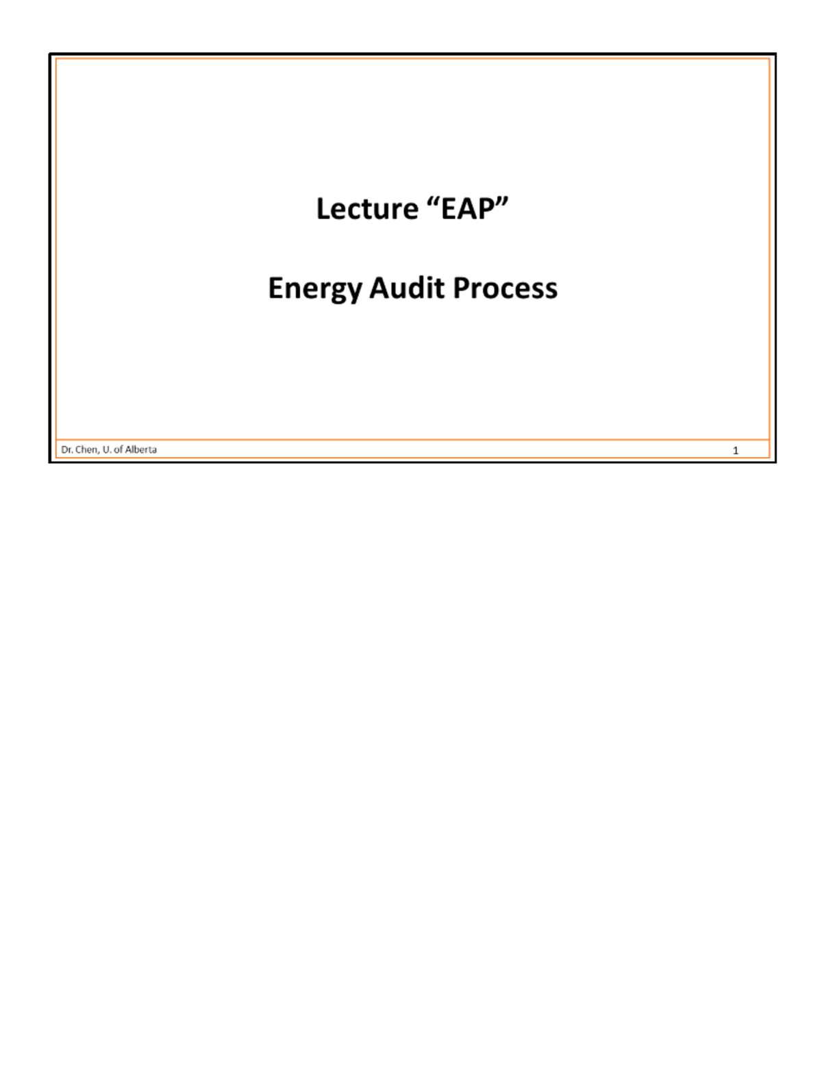 EAM Lecture EAP - Energy Audit Process and ECO Analysis - Studocu