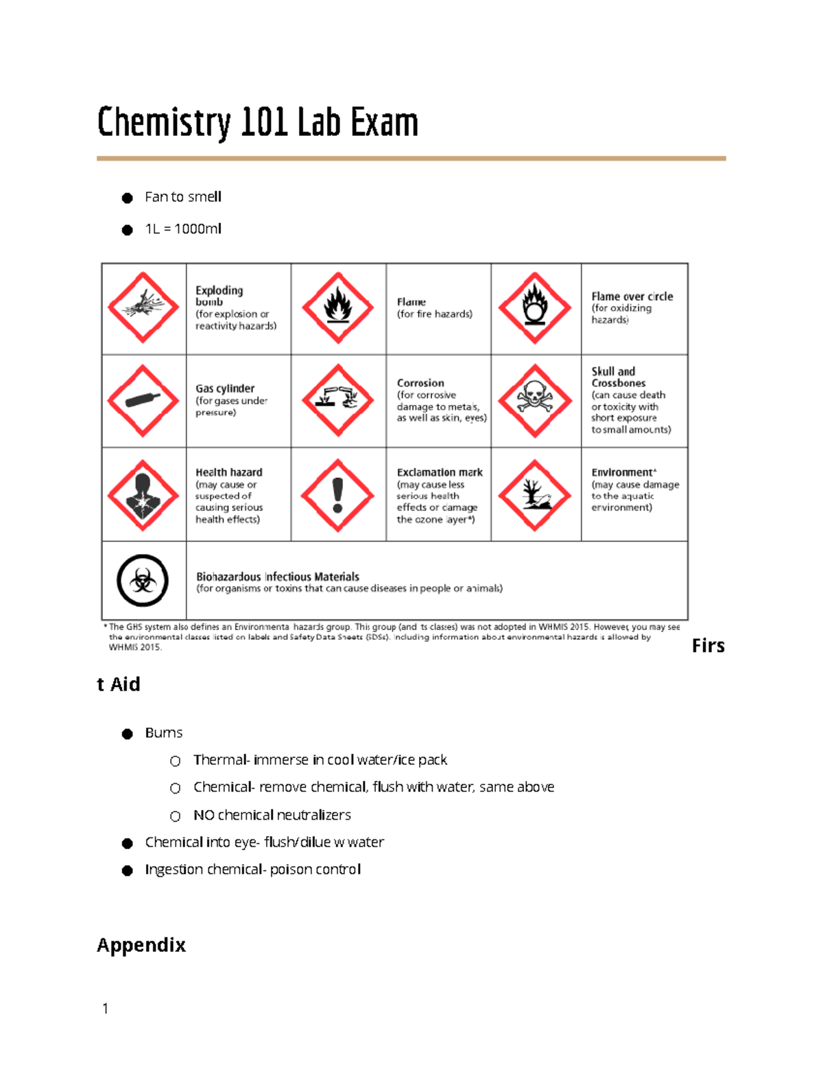 CHEM 101 Lab Exam - Summary of Key Concepts and Procedures - Studocu