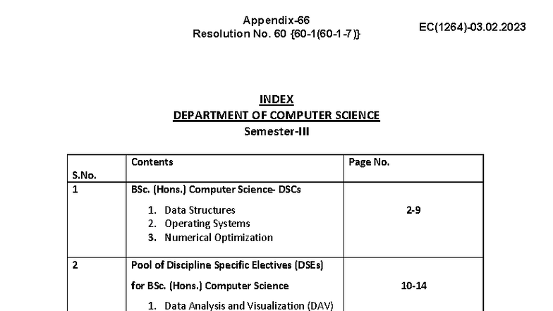 BSc. (Hons.) Computer Science: DSC Course Overview and Syllabus - Studocu