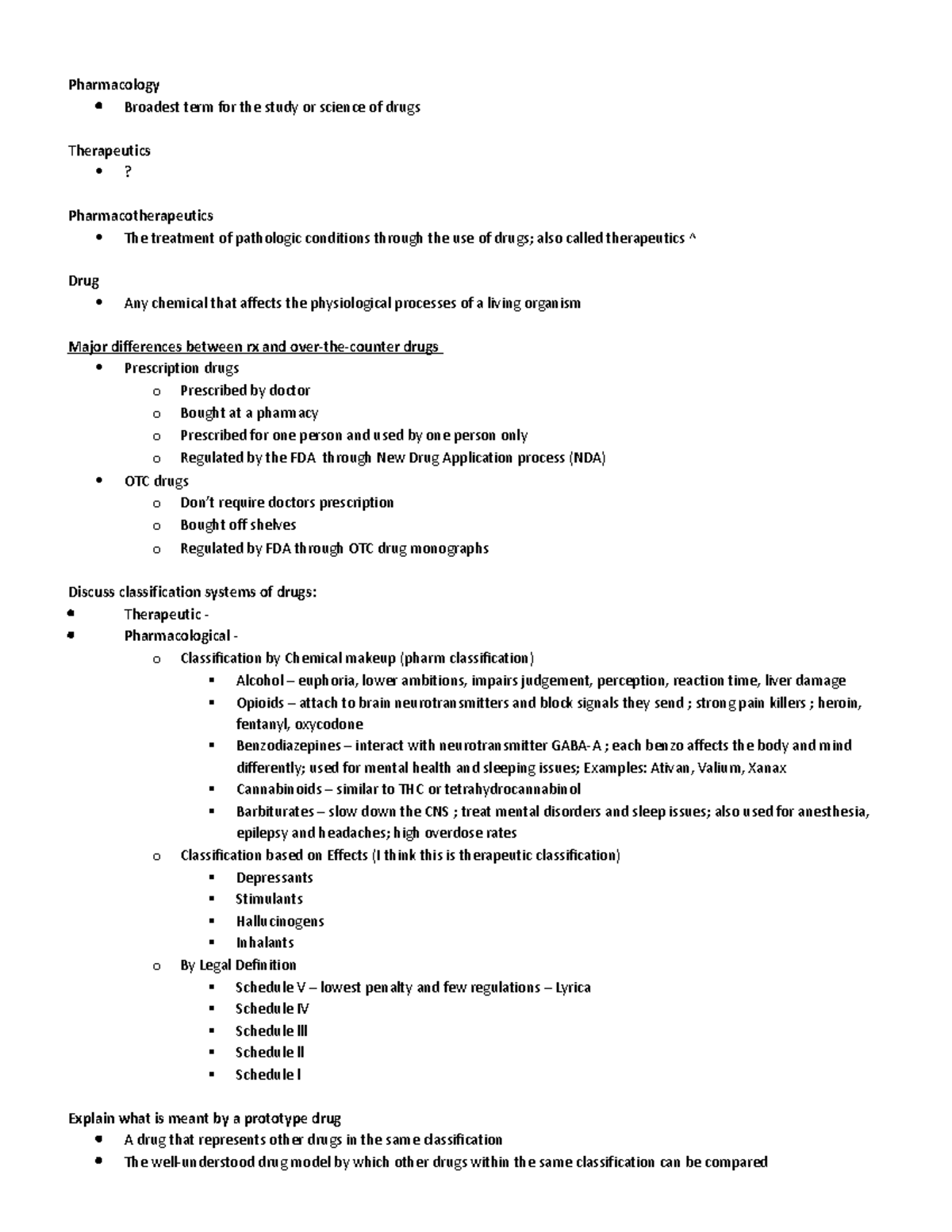 Pharmacology Exam 1 Study Notes: Key Concepts & Drug Classifications ...