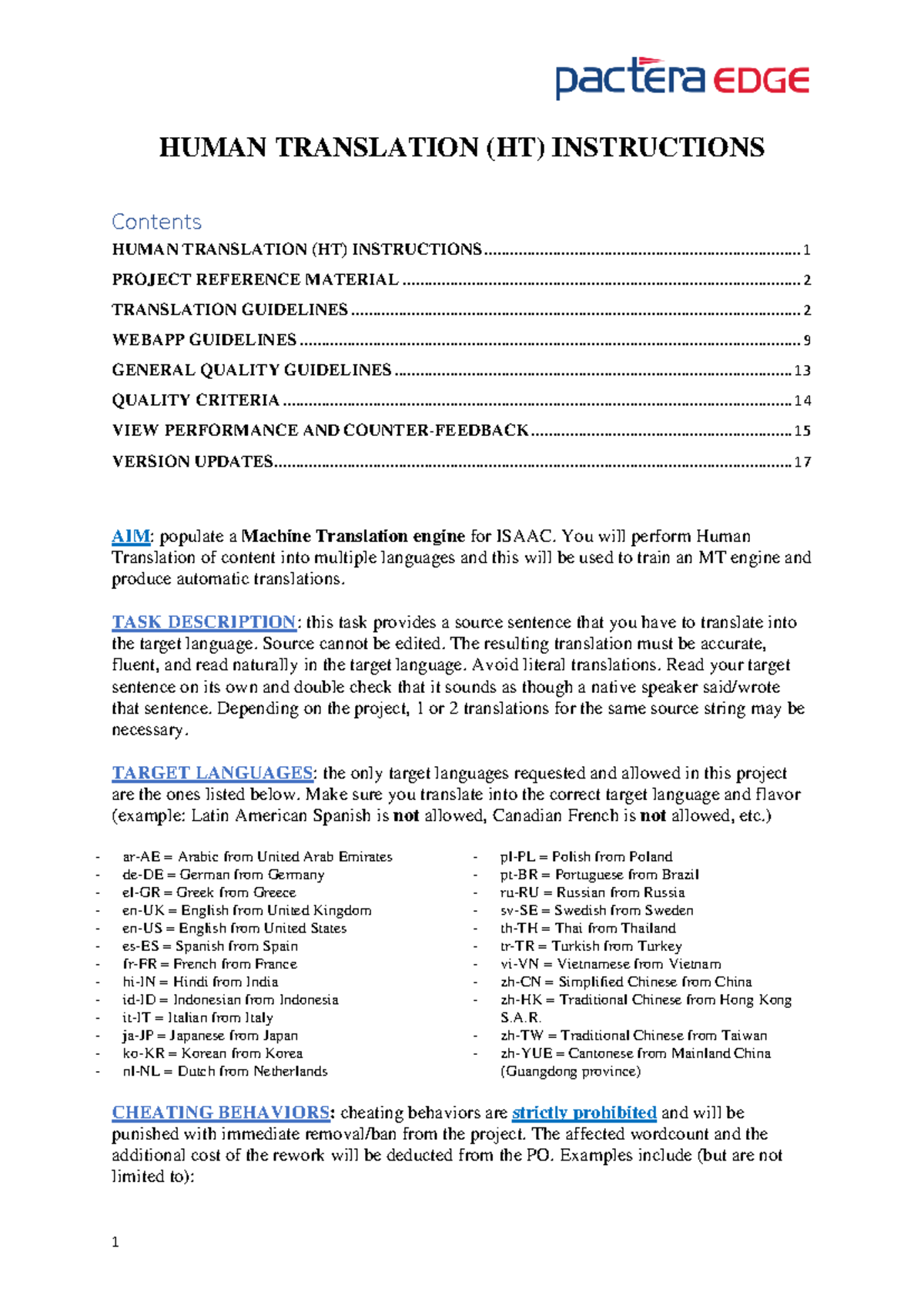 Human Translation (HT) Project Guidelines and Instructions - Studocu