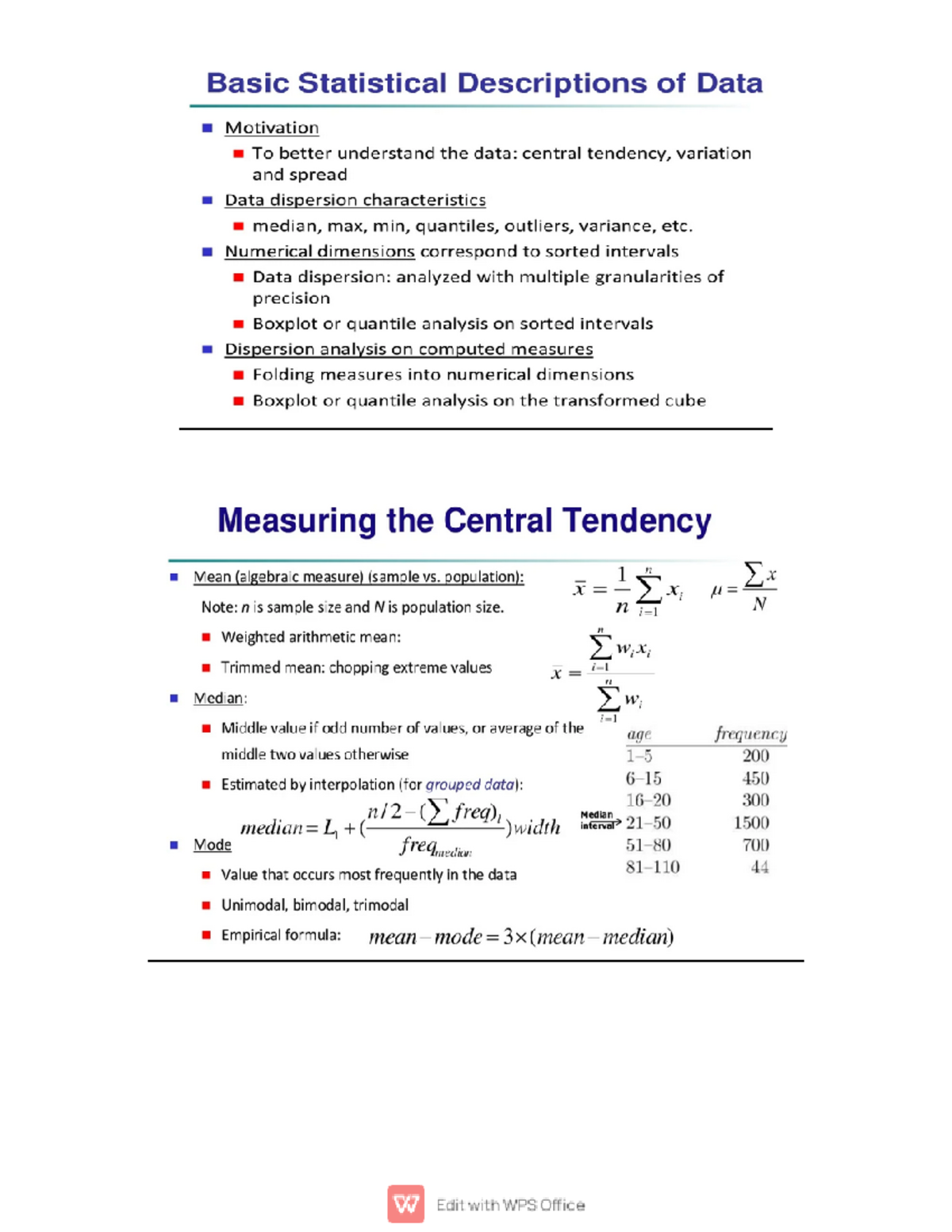 Statistical Data Summary and Descriptive Analysis - Studocu