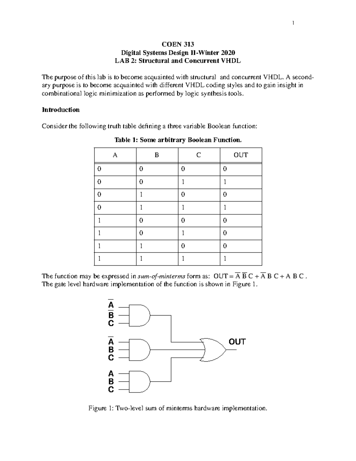 COEN 313 Lab 2: Structural & Concurrent VHDL Design Techniques - Studocu