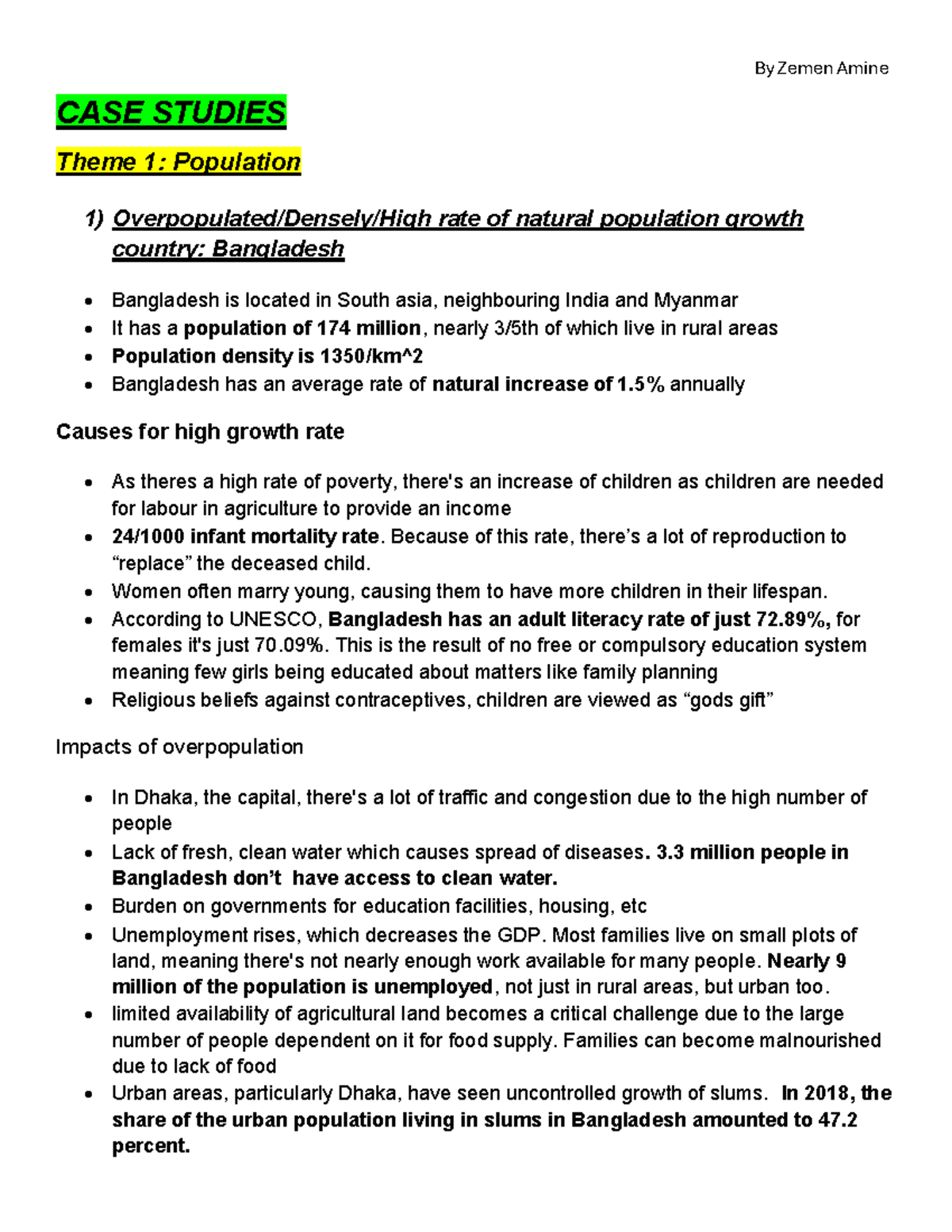 Case Studies on Population Dynamics and Urban Challenges: GEOG101 - Studocu
