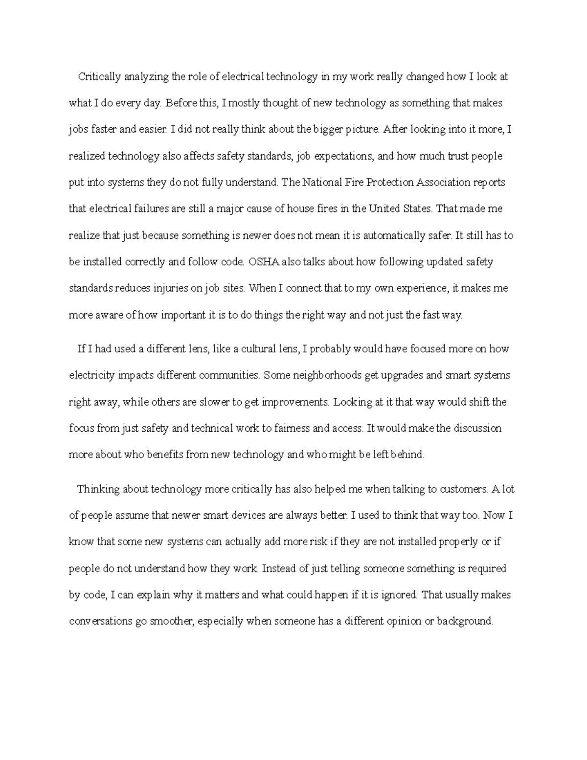Week 6: Analyzing Electrical Technology's Impact on Safety and Trust ...