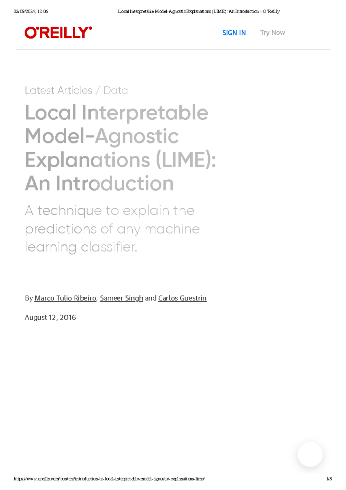 Local Interpretable Model-Agnostic Explanations LIME An Introduction ...