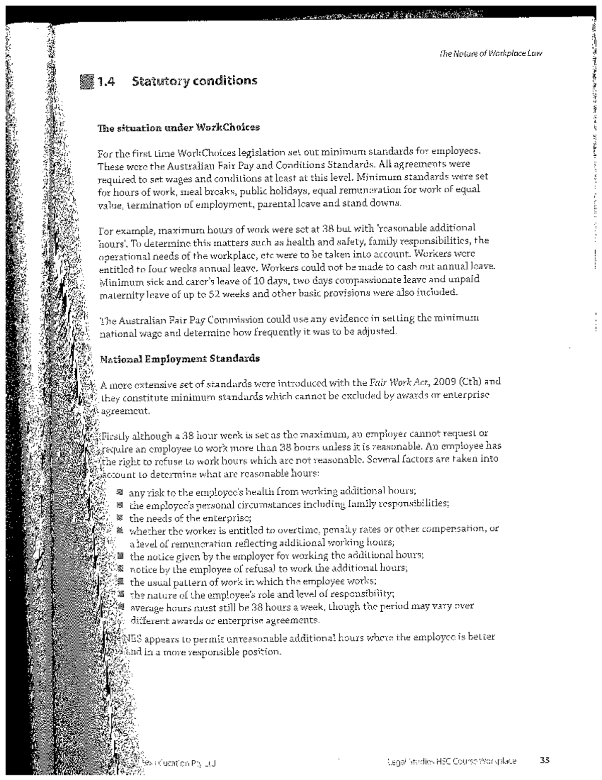 Workplace Statutory Conditions and Employee Rights Overview - Studocu