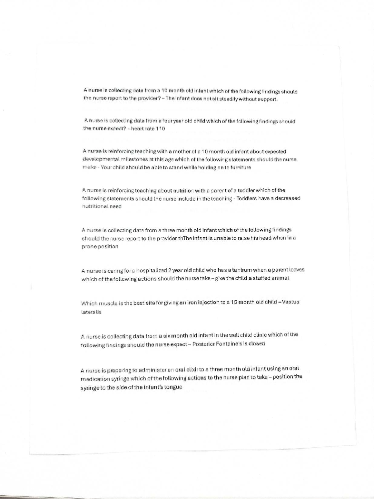 PEDS 101: Exam 1 Study Notes on Infant & Toddler Development - Studocu