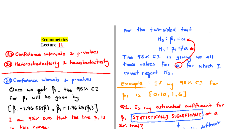 Econometrics 122A Lecture 11 Notes - Studocu