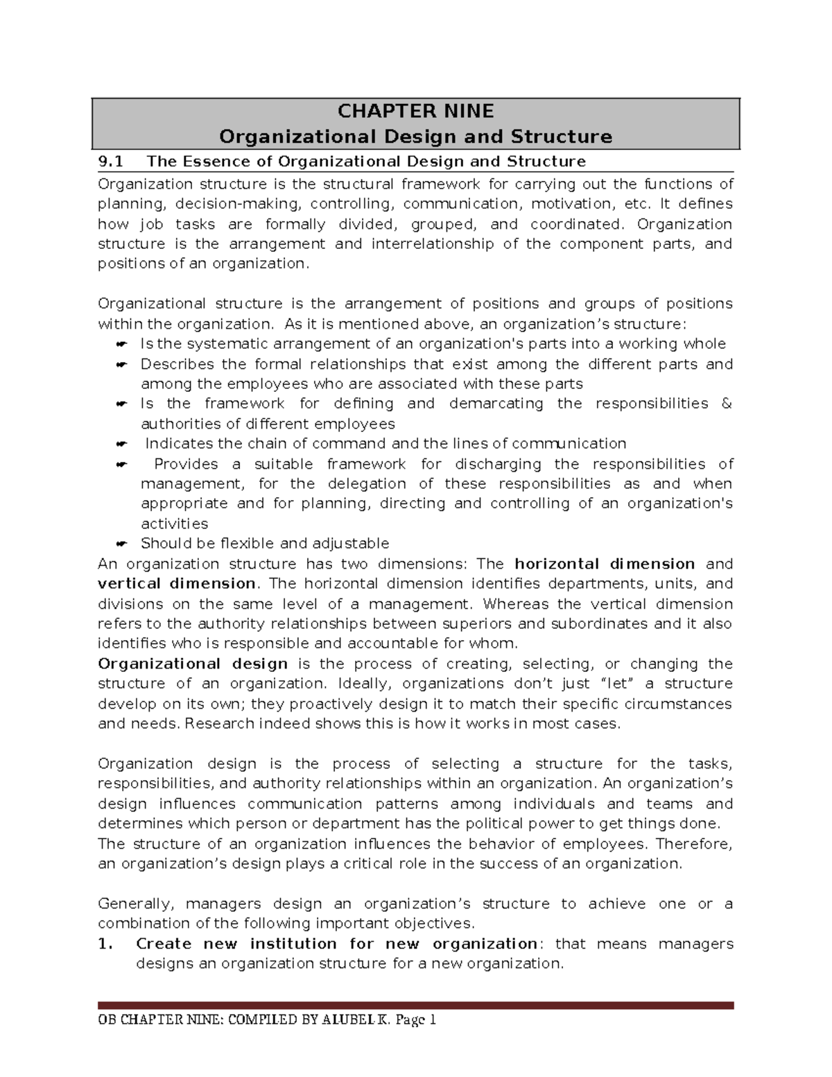 CHAPTER 9: Organizational Design and Structure Overview - Studocu