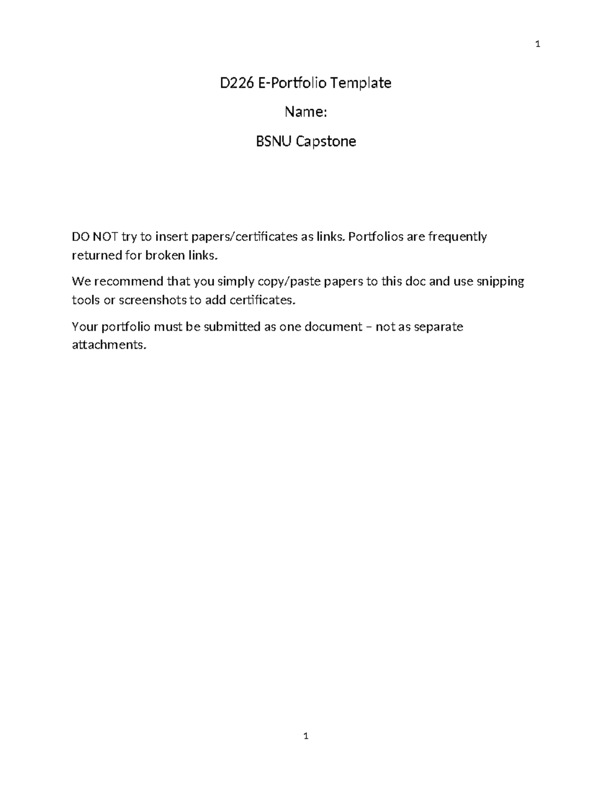D226 Capstone E-Portfolio Template and Guidelines 0424 - Studocu