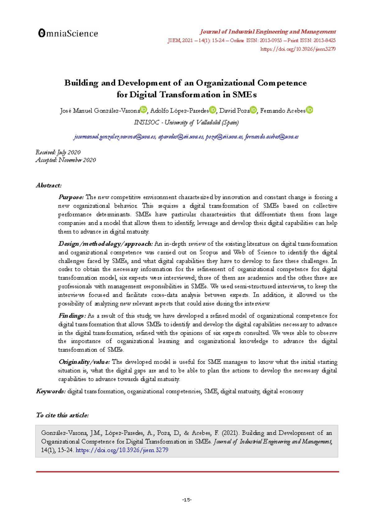 Building Organizational Competence for Digital Transformation in SMEs ...