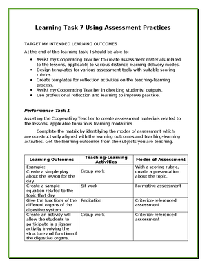 Learning Task 6: School Programs & Activities Reflection in Teaching ...