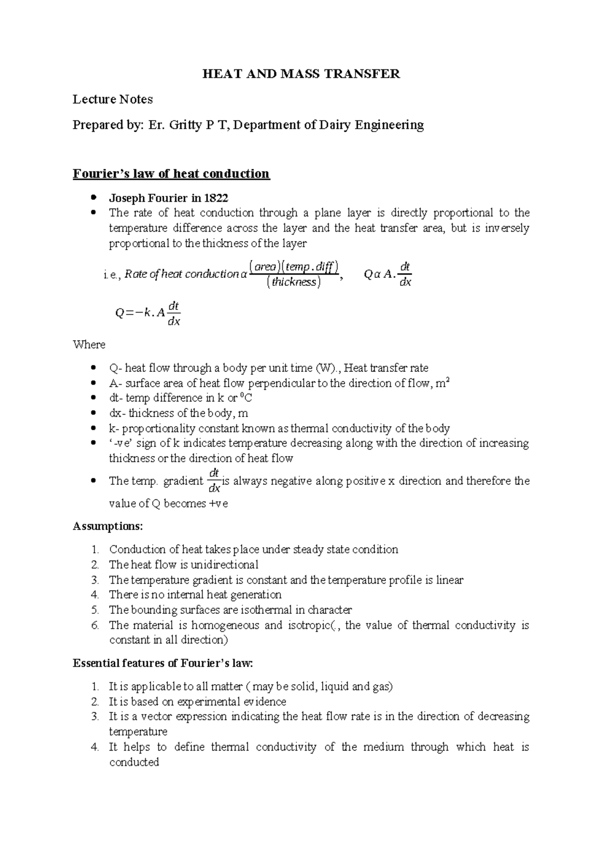 Module 3 - HMT - HEAT AND MASS TRANSFER Lecture Notes Prepared by: Er ...
