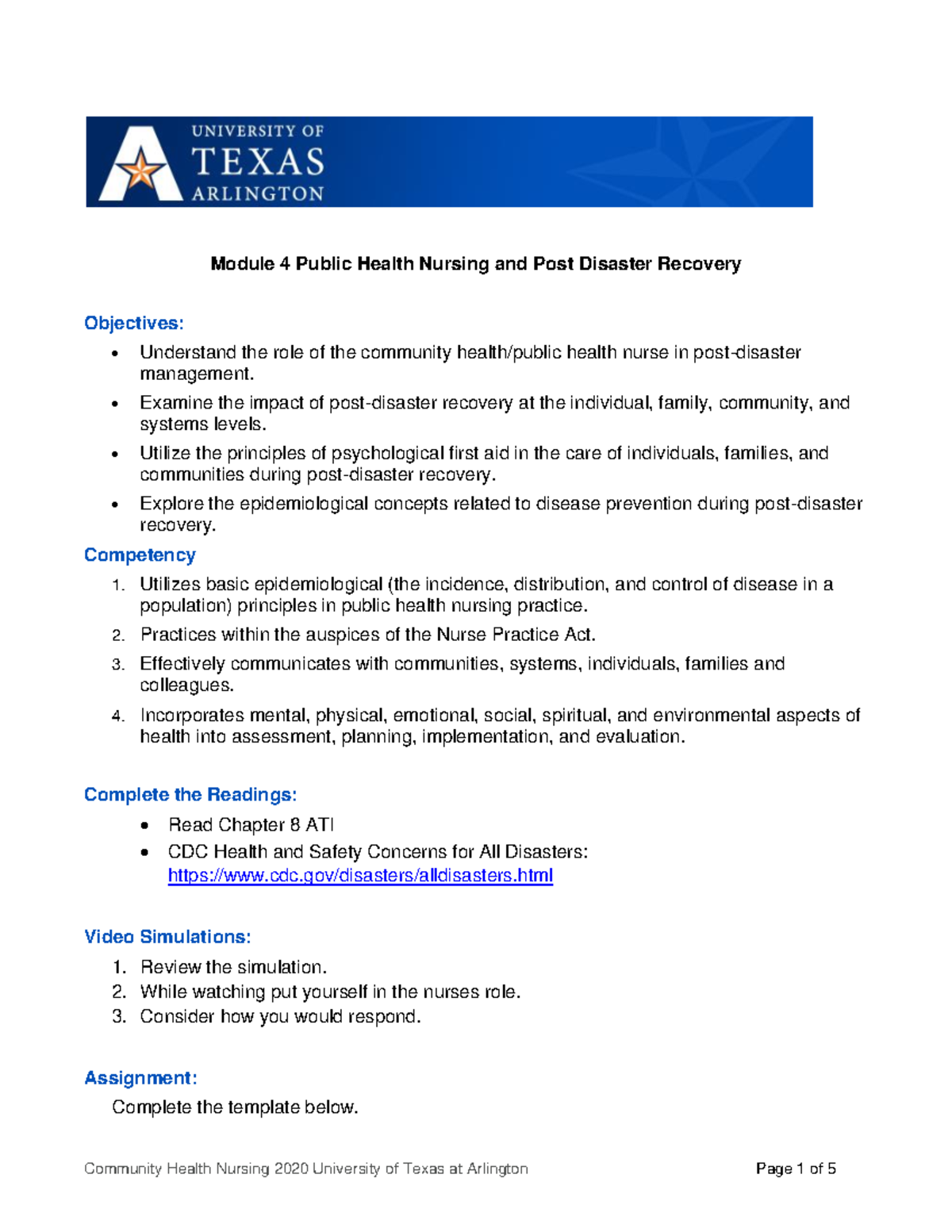 Mod 4 - Week 4 Assignment: Public Health Nursing in Disaster Recovery ...
