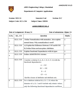 Assignment 5: DBMS (KCA 204) - Multivalued & Join Dependency Explained ...