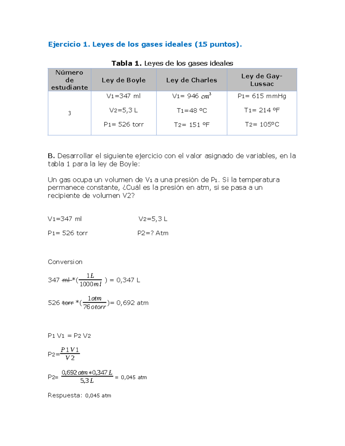 Ejercicio 1: Leyes de Boyle y Charles - Gases Ideales (15 pts) - Studocu