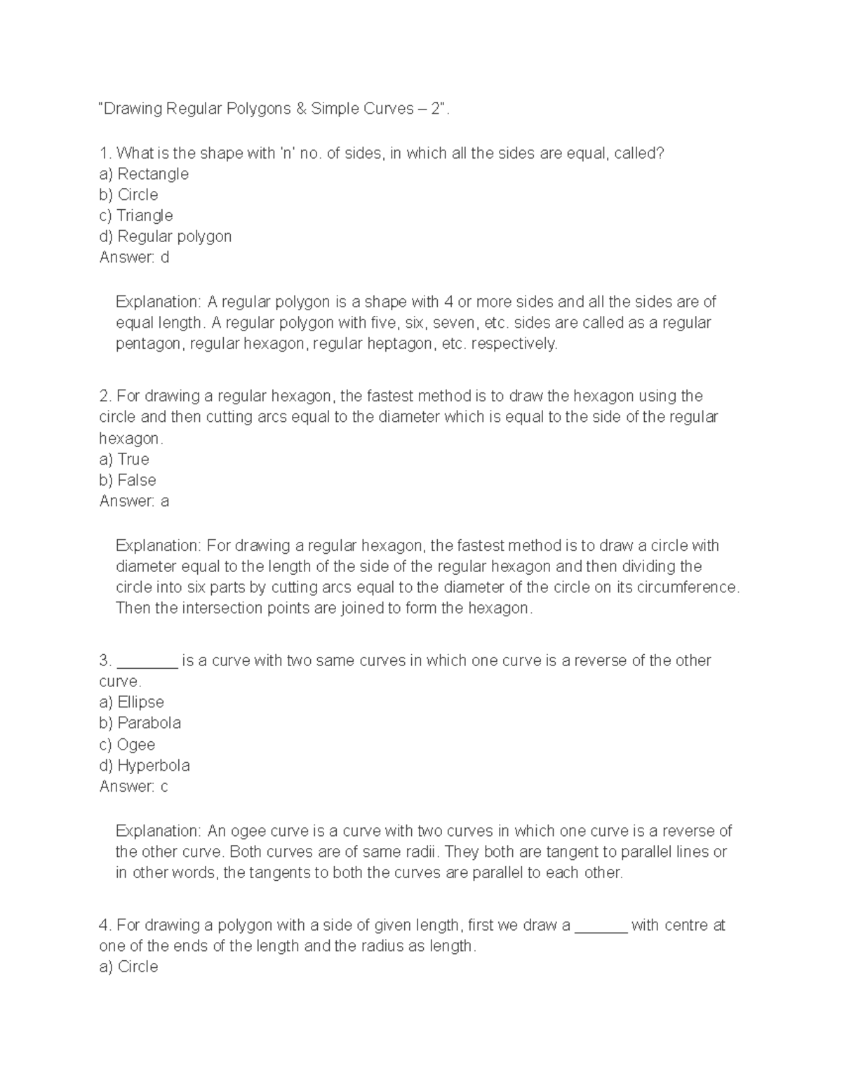 Engineering Graphics (29) - Notes on Drawing Polygons & Curves - Studocu