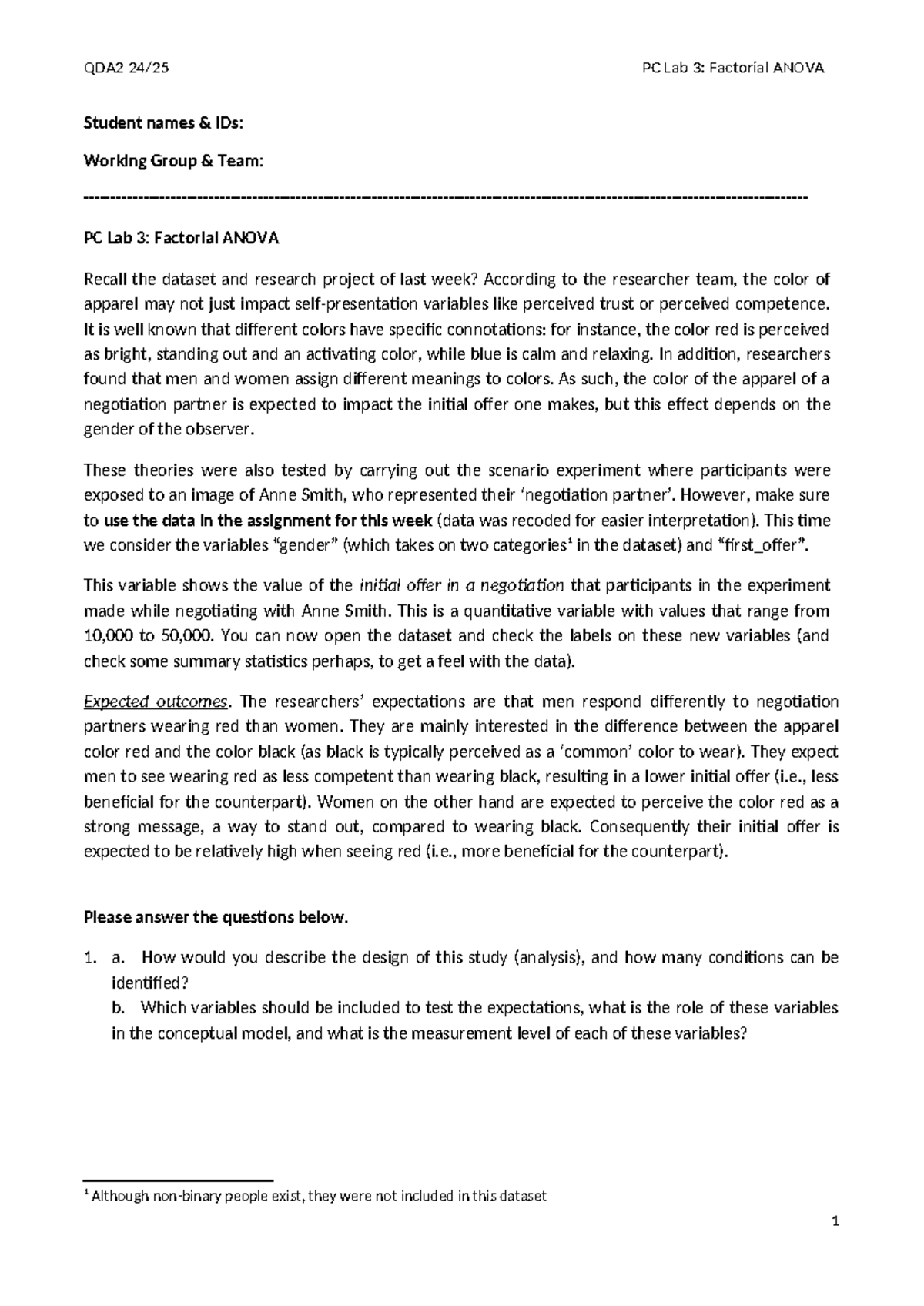 QDA2 2425 PC Lab 3 Factorial ANOVA Study Questions and Analysis ...