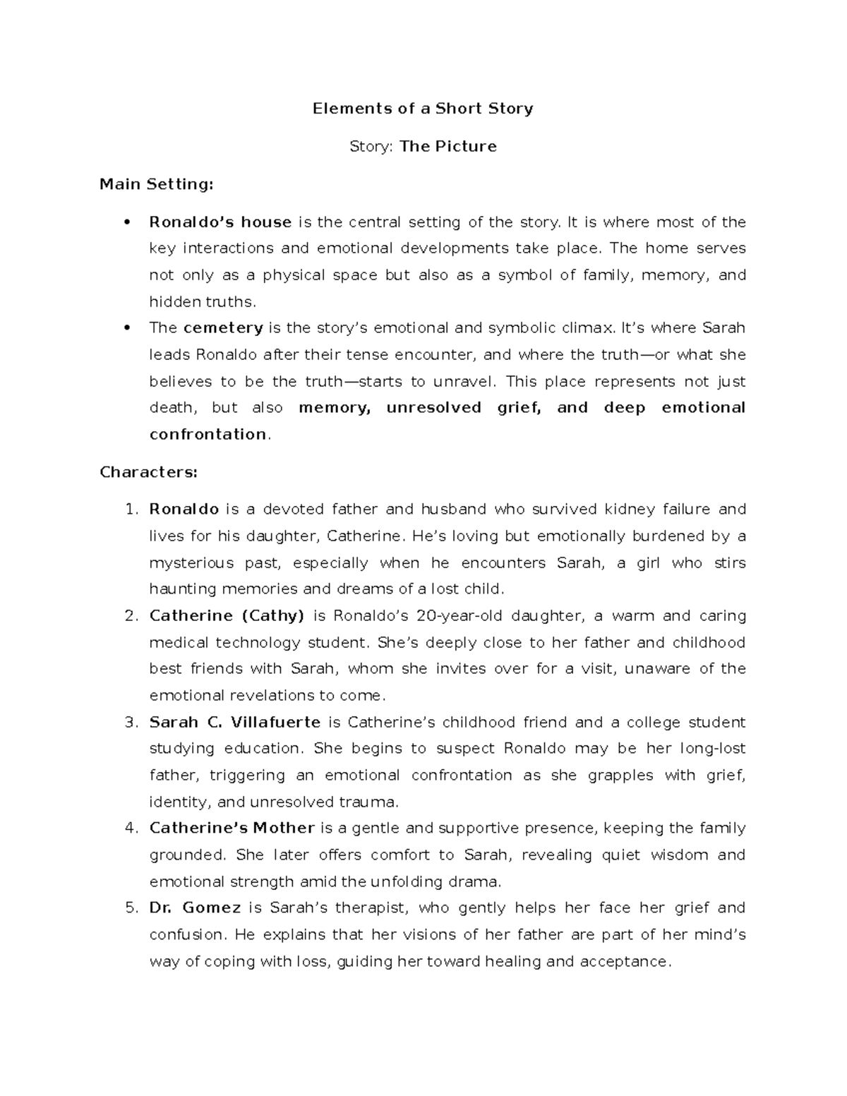 Elements of a Short Story: The Picture Analysis and Character Study ...