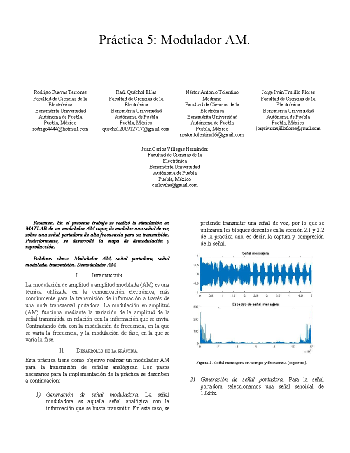 Simulación en MATLAB de un Modulador AM para Señal de Voz - Studocu
