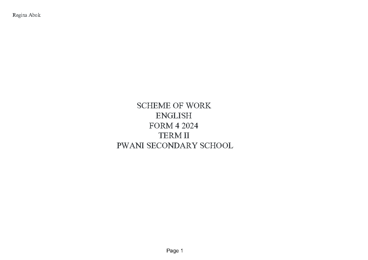 Form 4 Term II English Scheme of Work 240524 010706 - Document Preview