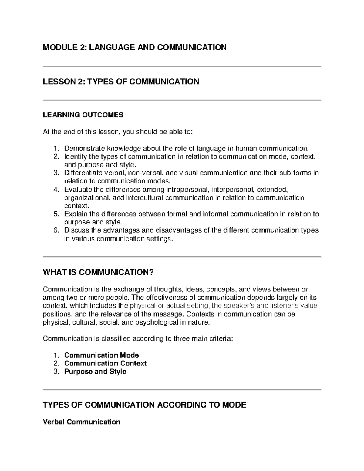 GE125 Module 2 - Purposive Communication - MODULE 2: LANGUAGE AND ...