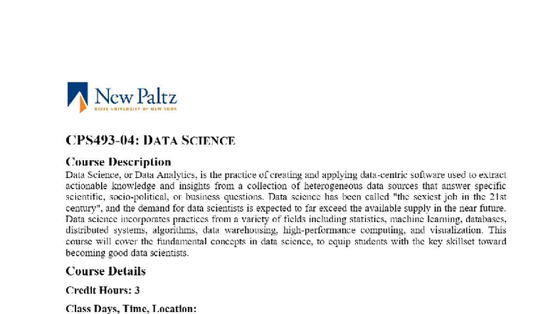 DATA SCI 493: Course Overview and Structure for Data Science - Studocu
