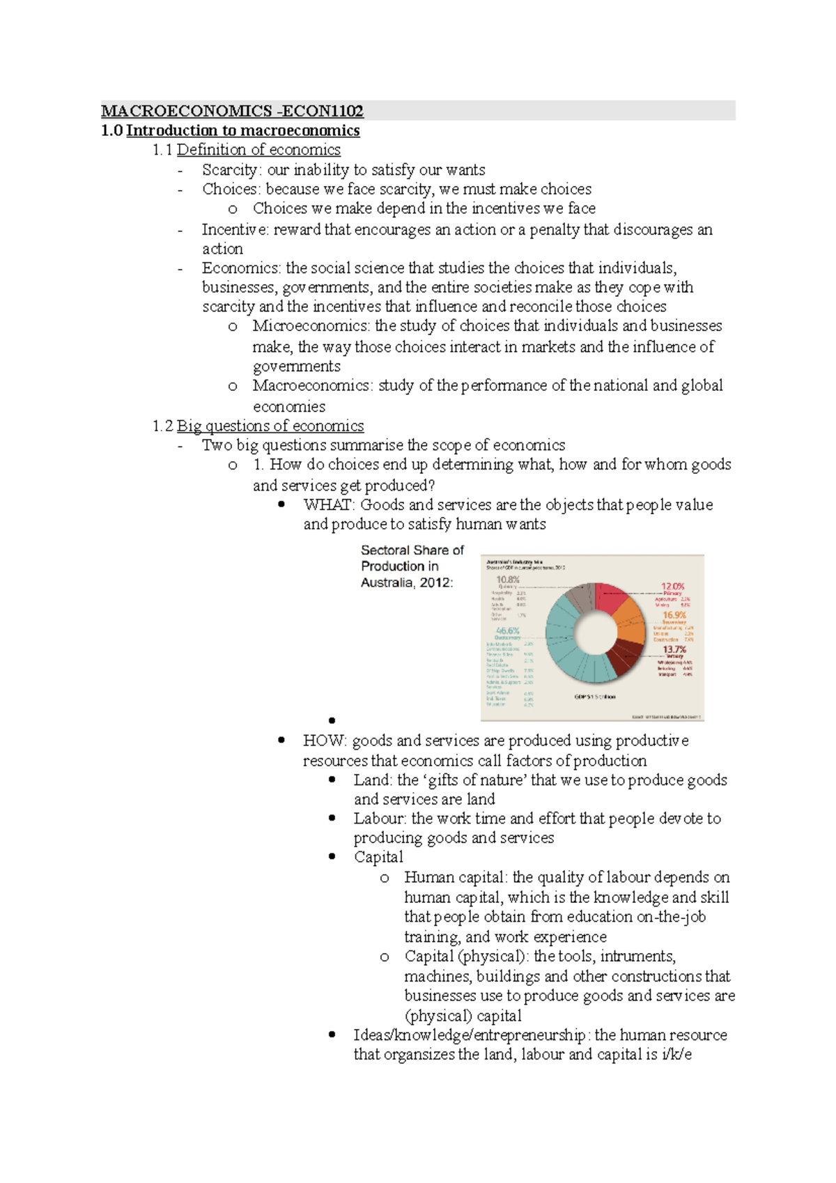 Macroeconomics Lecture Notes - ECON 101: Key Concepts and Measures ...