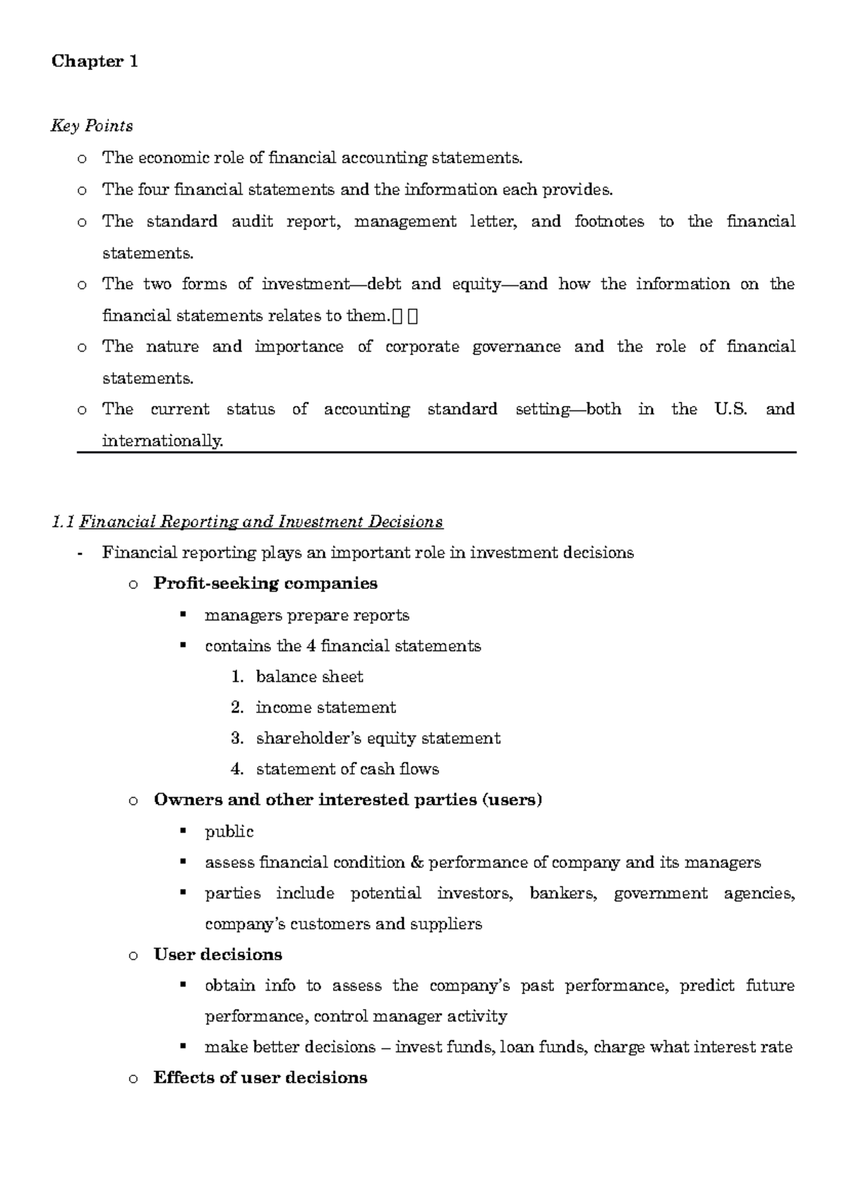 ACC 101 Chapter 1 Lecture Notes on Financial Reporting Principles - Studocu