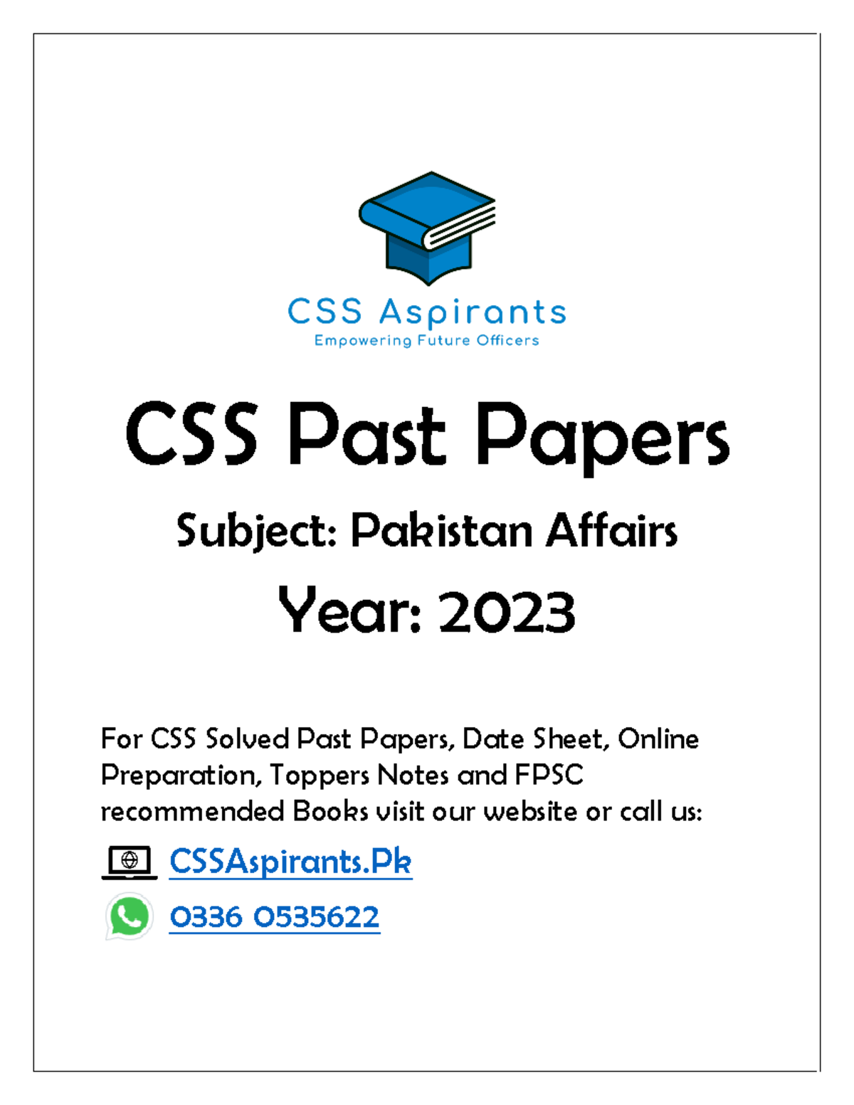 CSS Pakistan Affairs Solved Past Papers & Resources - 2023 - Studocu