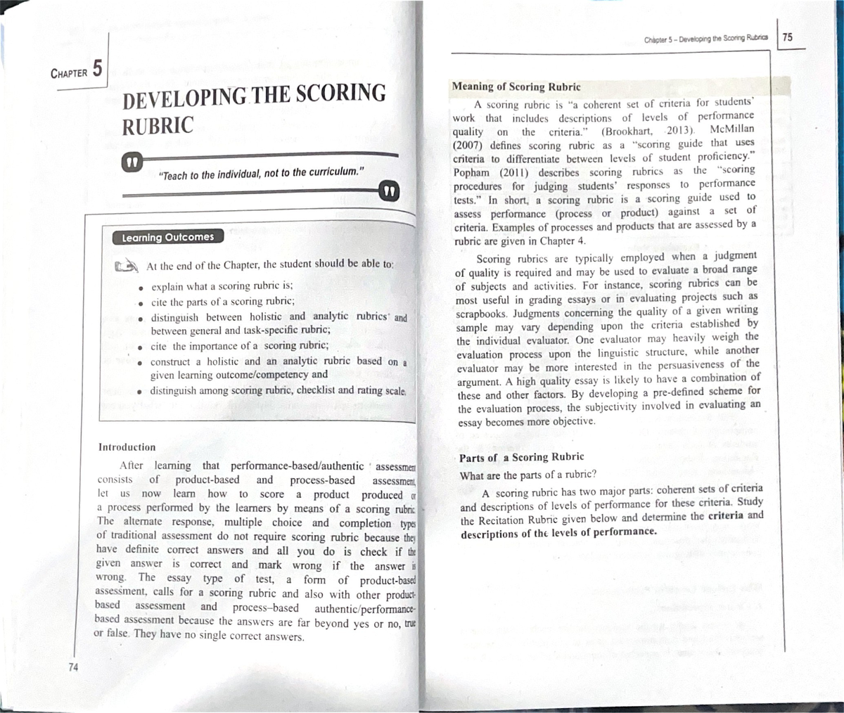 Chapter 5: Developing Scoring Rubrics for Assessment in Learning 2 ...