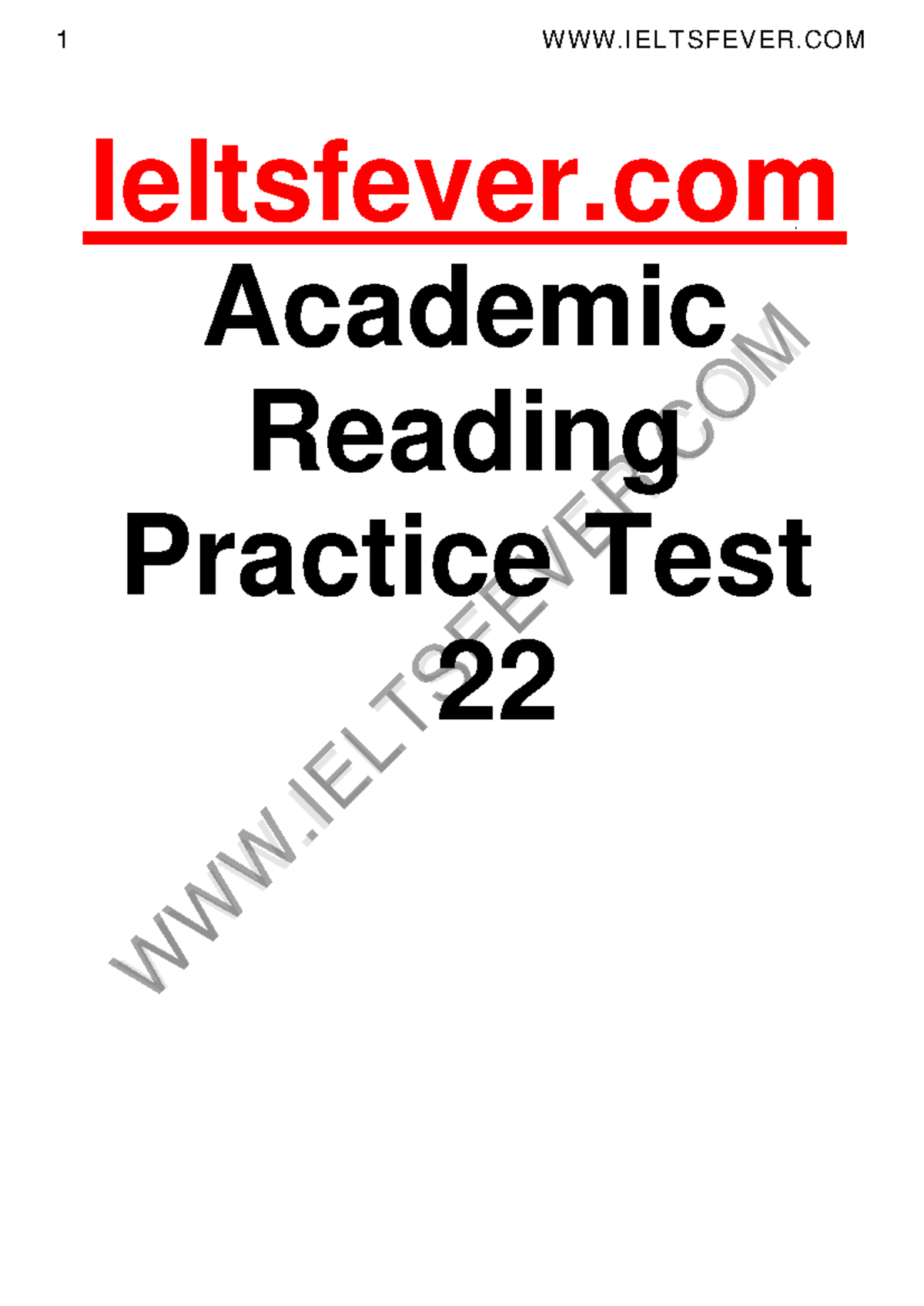 IELTSFEVER Academic Reading Practice Test 22 PDF Download - Studocu