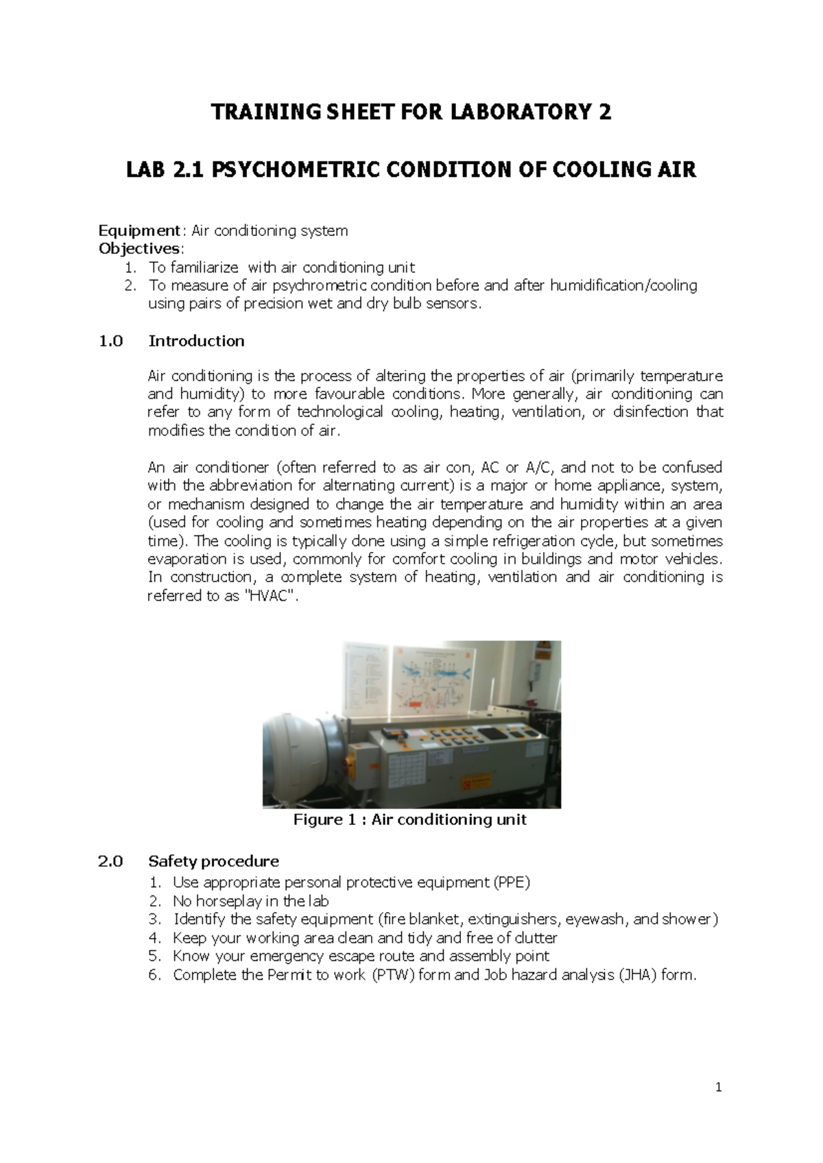 KR20501 Lab Sheet - REPORT ON PSYCHOMETRIC AND HEAT EXCHANGER LABS ...