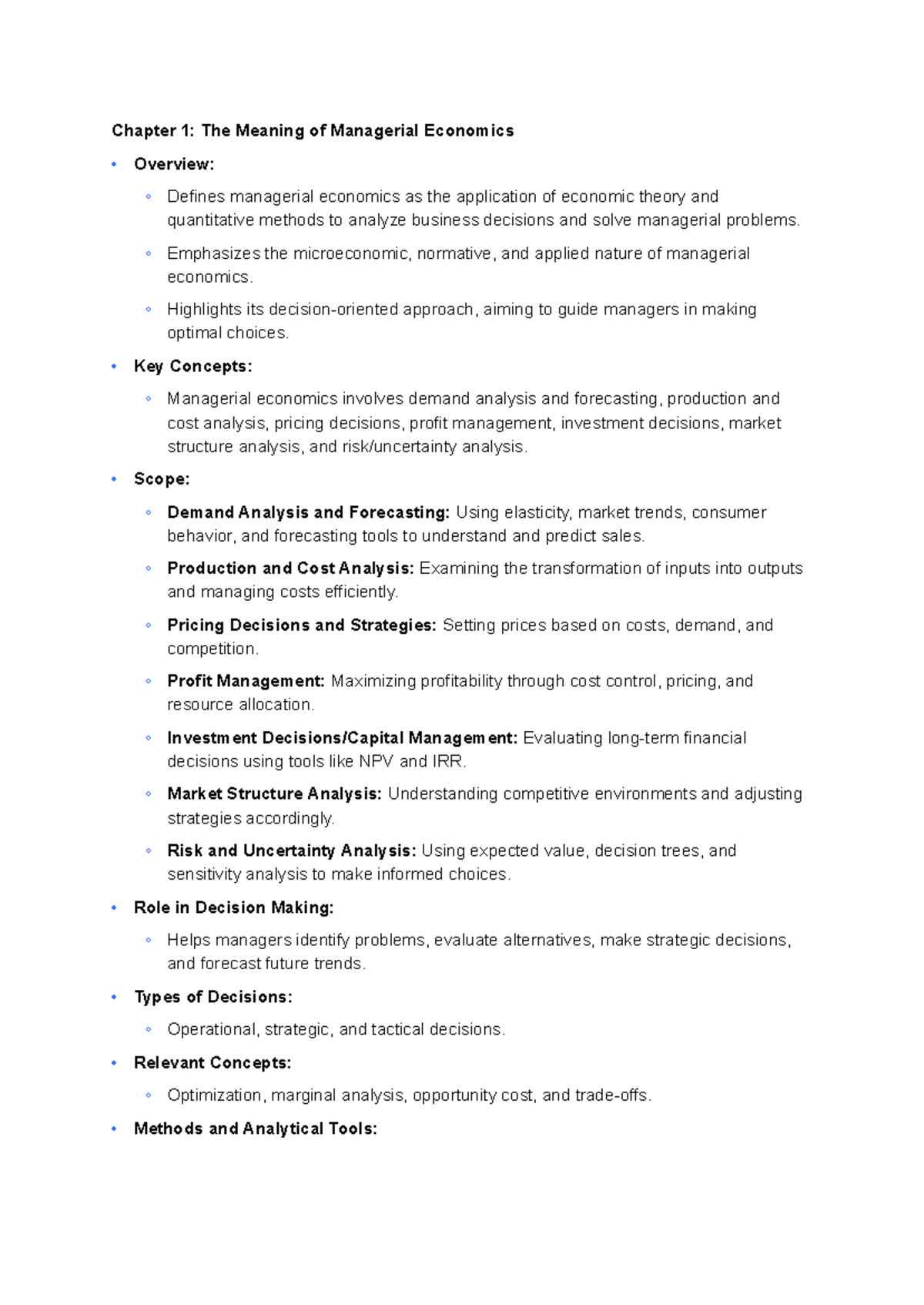 ECO5 - Chapter 1: Overview of Managerial Economics Concepts - Studocu