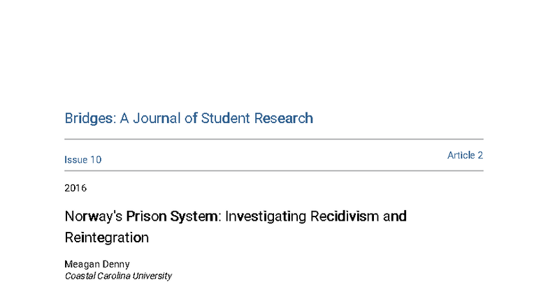 Norway's Prison System: Analyzing Recidivism and Reintegration ...