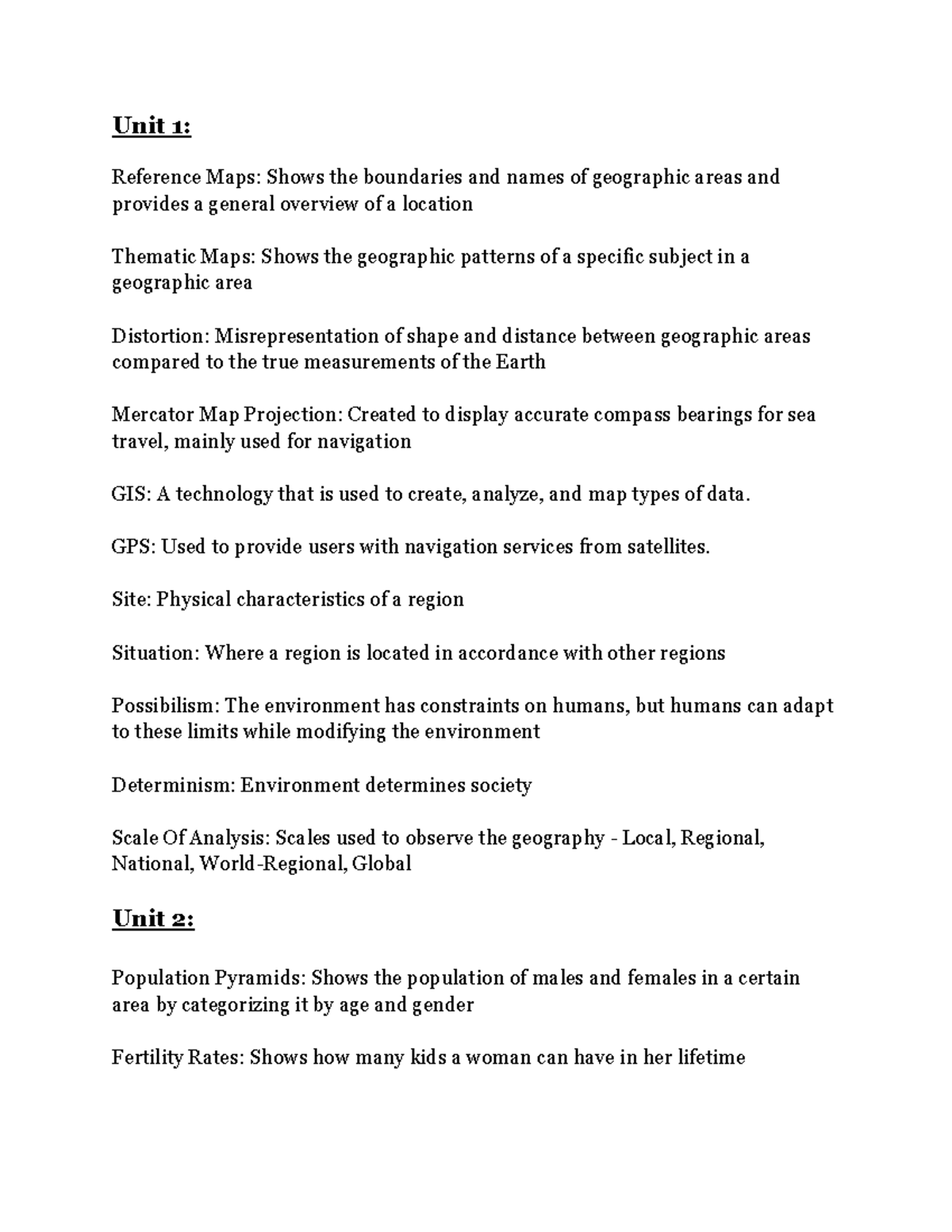 HGAP Geography Units 1-4: In-Depth Semester Review Notes - Studocu