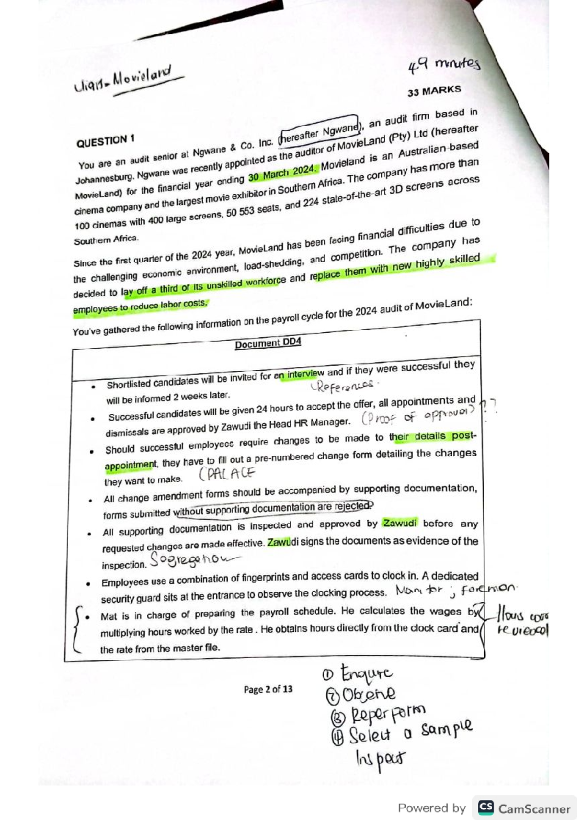 Auditing Exam Paper 2024 - June (ACCT 301) - Studocu