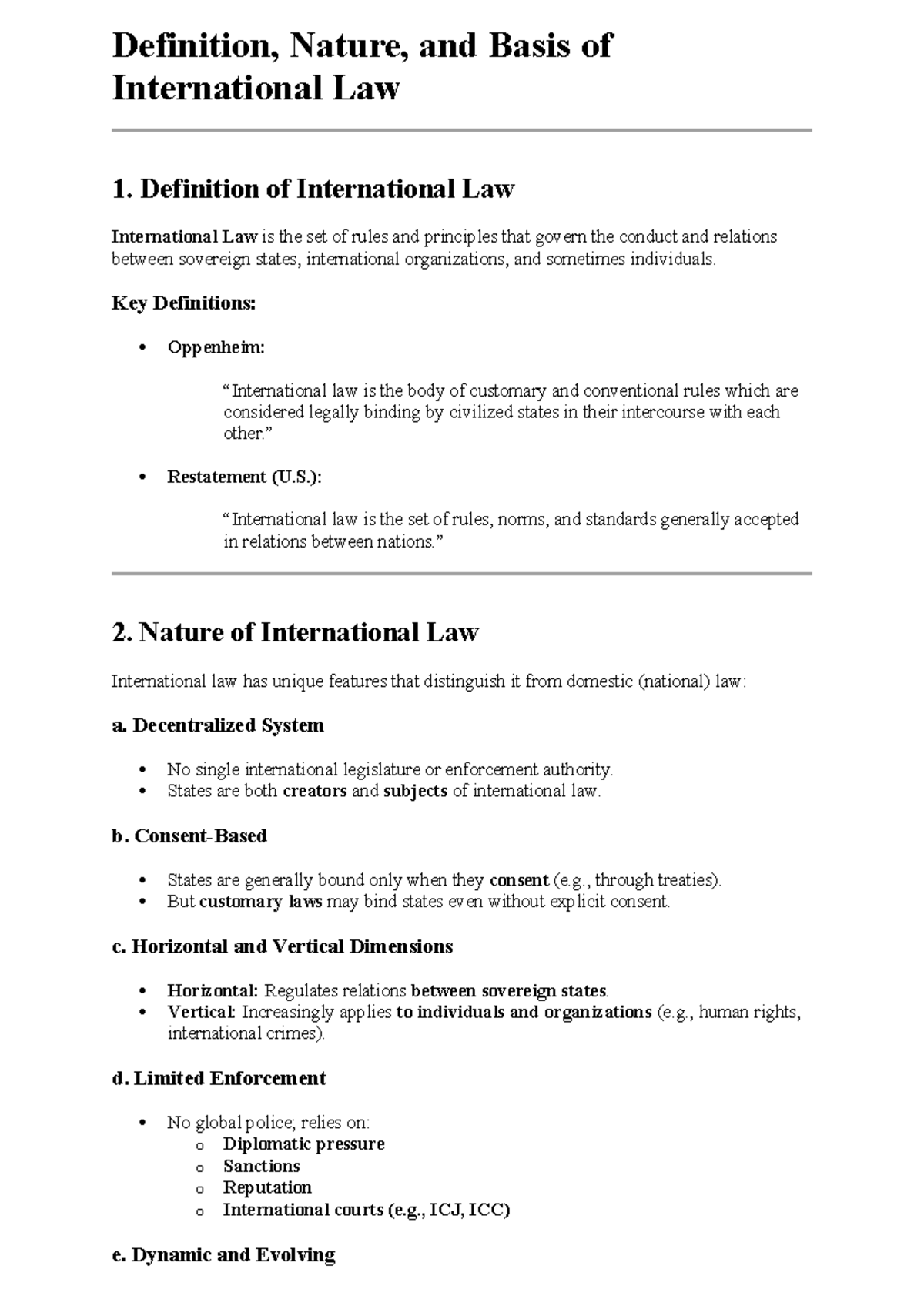 Public International Law: Definition, Nature, and Sources (Unit 1 ...