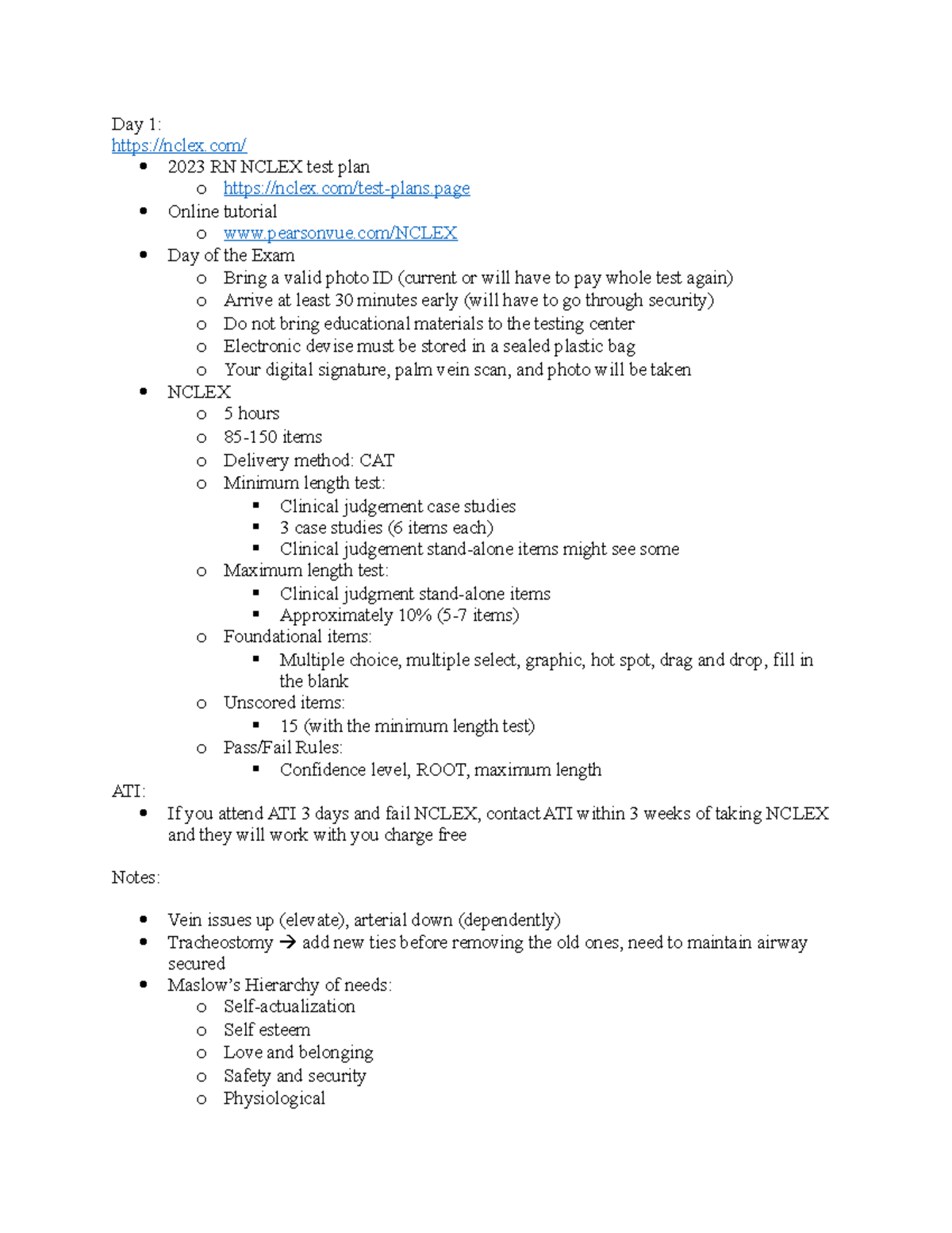 ATI NCLEX Day 1: Comprehensive Test Plan & Key Nursing Concepts - Studocu
