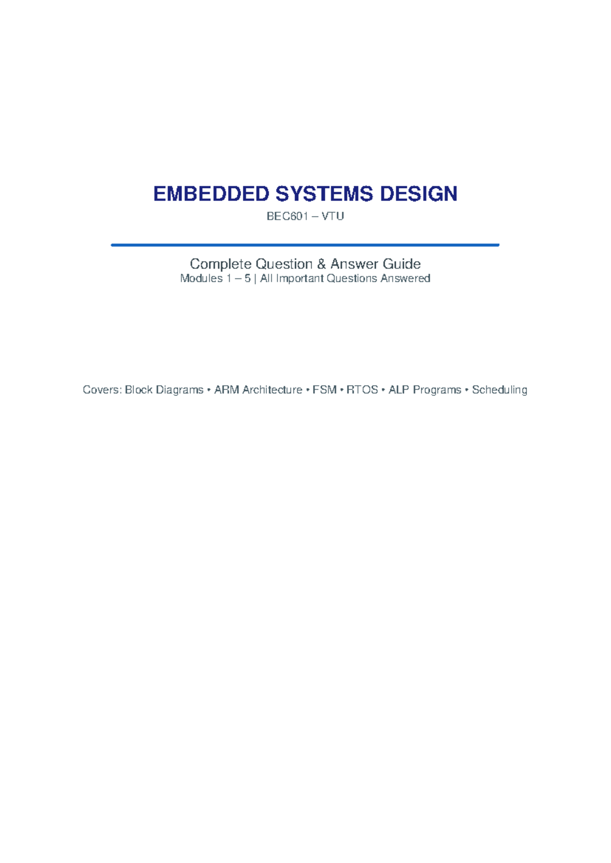 Embedded Systems Design BEC601 Complete Q&A Guide for Modules 1-5 - Studocu