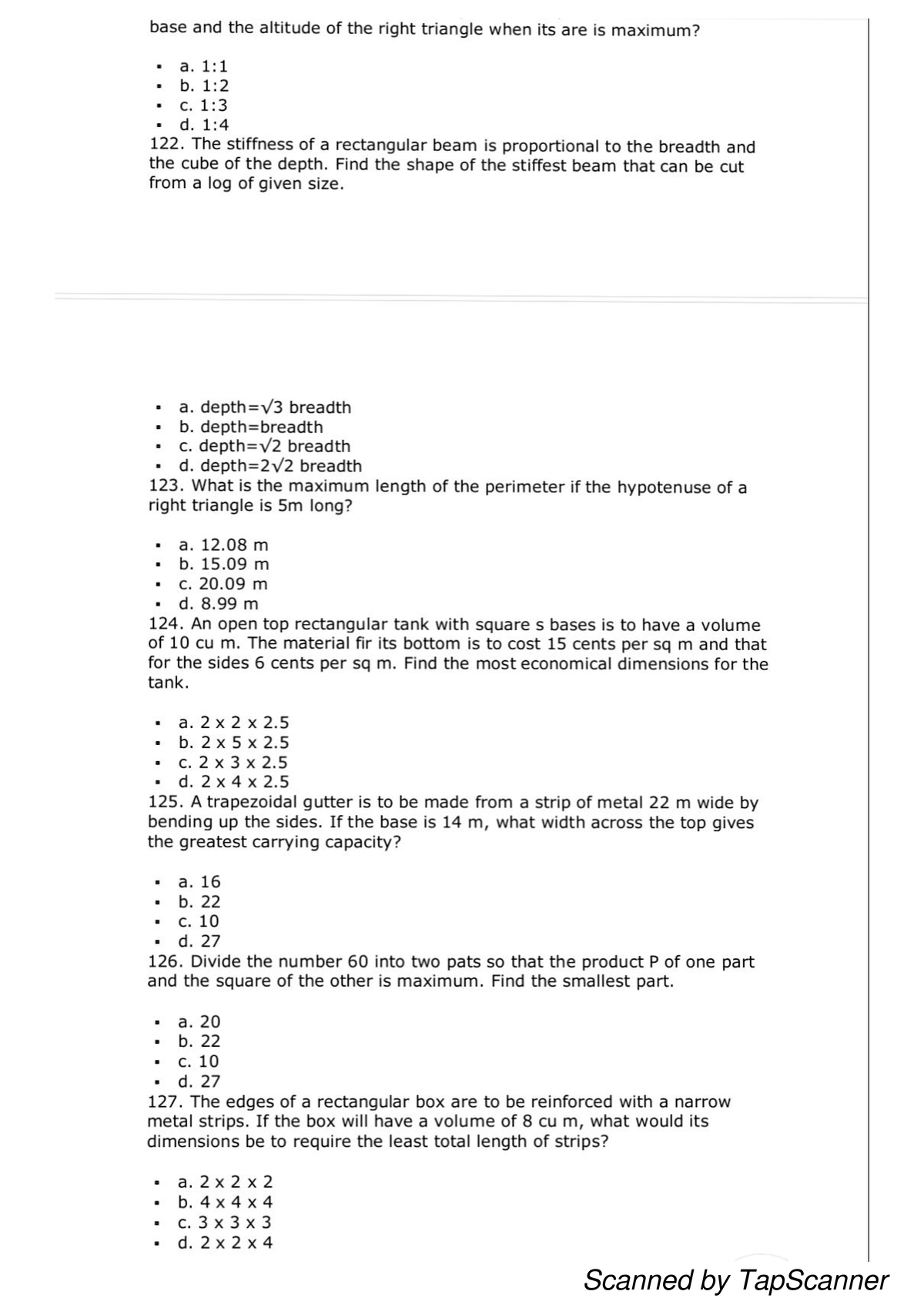 Math - Practice Problems for Maximum Area and Volume Optimization - Studocu