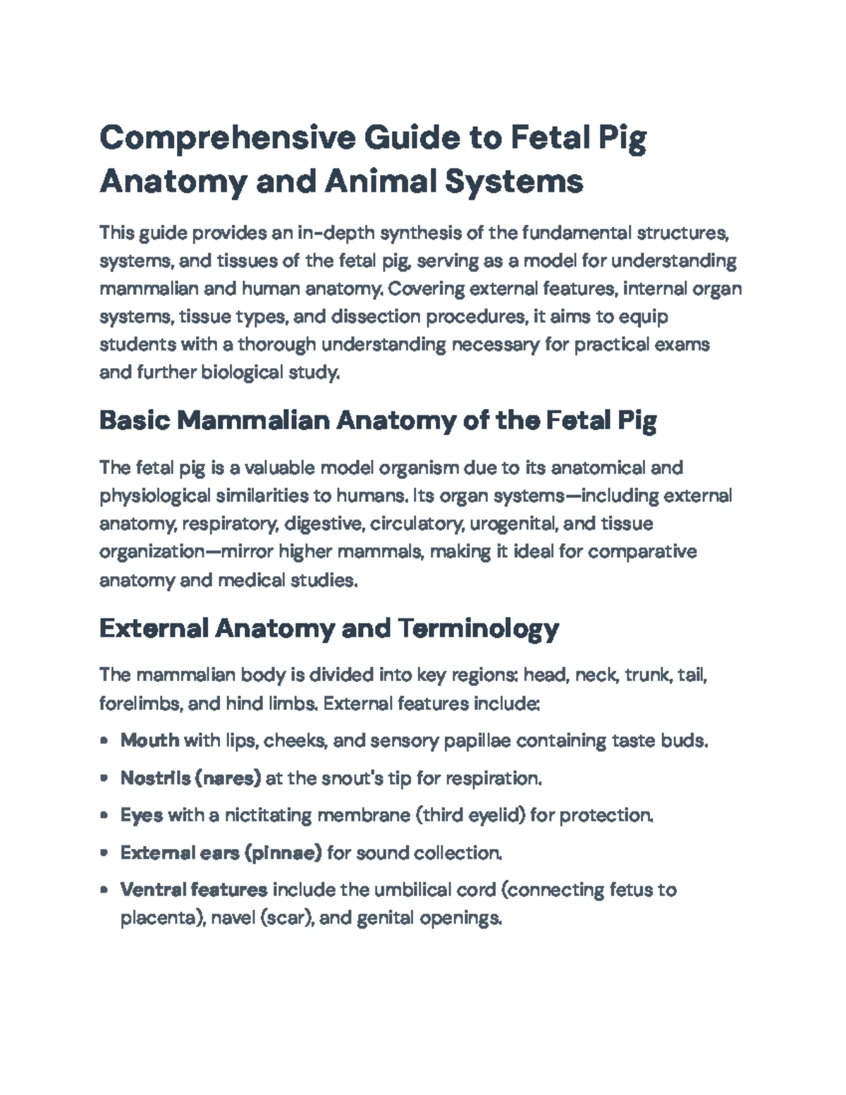 Final Exam Study Guide: Animal Fetal Pig Anatomy (BIO 101) - Studocu
