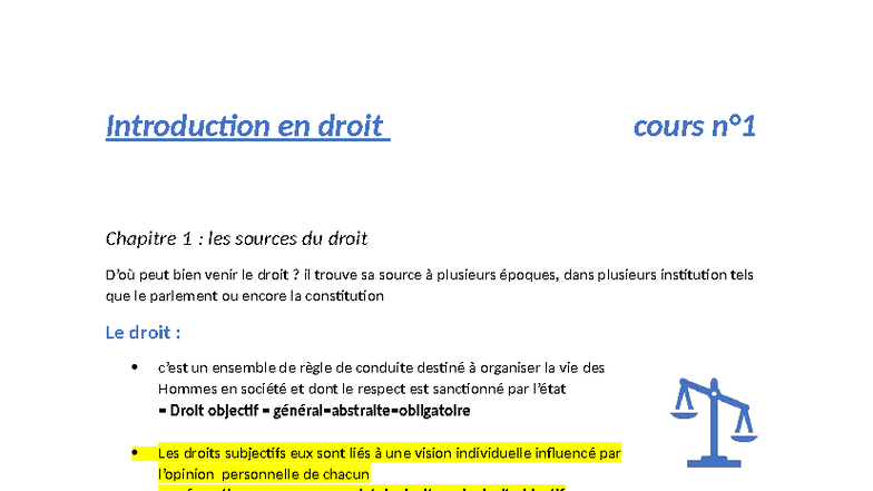 Chapitre 1 : Les Sources du Droit - Introduction en Droit (DROIT101 ...
